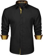 hisdern regular men's dress shirt with classic paisley contrast pattern logo