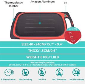 img 2 attached to Гимитто 2 в 1 размораживающая тарелка/разделочная доска: размораживание и резка на одном изделии, быстрое размораживание замороженной пищи или точная подготовка пищи, прочный материал, многофункциональный инструмент для кухни (красный)