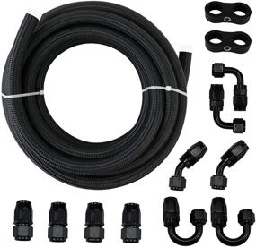 img 4 attached to 🔋 Universal Fuel Line Kit 3/8" 6AN 20FT Hose - Nylon Stainless Steel Braided CPE Oil Fuel Line Fittings Kit