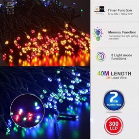 img 3 attached to 🎄 Quntis Outdoor Christmas Tree Lights - 132FT 300 LEDs: Battery Powered Twinkle Lights for Holiday Garden Wedding Party