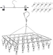 duofire stainless steel laundry drying rack with 36 clips - baby hanger, clothes hanger for drying socks, towels, diapers, bras, baby clothing, underwear, hat – ideal for clothesline drying (1 pack) logo