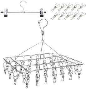 img 4 attached to DUOFIRE Stainless Steel Laundry Drying Rack with 36 Clips - Baby Hanger, Clothes Hanger for Drying Socks, Towels, Diapers, Bras, Baby Clothing, Underwear, Hat – Ideal for Clothesline Drying (1 Pack)