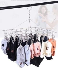 img 2 attached to DUOFIRE Stainless Steel Laundry Drying Rack with 36 Clips - Baby Hanger, Clothes Hanger for Drying Socks, Towels, Diapers, Bras, Baby Clothing, Underwear, Hat – Ideal for Clothesline Drying (1 Pack)