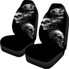 img 4 attached to 🚘 Snilety Punk Skull Pattern Auto Front Seat Covers: Stylish Men's Car Accessories to Protect and Decorate Your Vehicle - Fits Most Cars, Sedans, SUVs, and Vans