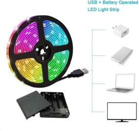 img 3 attached to Versatile Battery Powered LED Strip Lights - 6.5FT/2M RGB Color Changing Flexible 🔋 Rope Lights for Home, Bedroom, DIY, Party - Indoor/Outdoor 60 LEDs SMD5050 LED Strip Kit