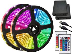 img 4 attached to Versatile Battery Powered LED Strip Lights - 6.5FT/2M RGB Color Changing Flexible 🔋 Rope Lights for Home, Bedroom, DIY, Party - Indoor/Outdoor 60 LEDs SMD5050 LED Strip Kit