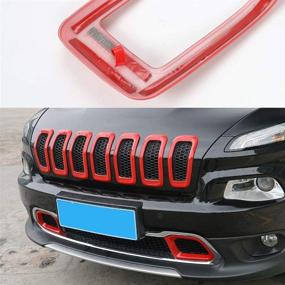 img 1 attached to 🚙 Upgrade Your 2014-2018 Jeep Cherokee with Red JeCar Front Grill Inserts Grille Cover Frame Trims