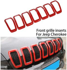 img 4 attached to 🚙 Upgrade Your 2014-2018 Jeep Cherokee with Red JeCar Front Grill Inserts Grille Cover Frame Trims