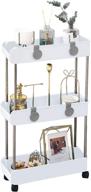 🛒 versatile 3-tier slim mobile shelving unit: efficient bathroom storage organizer with wheels logo