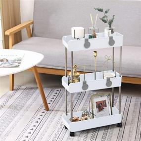 img 1 attached to 🛒 Versatile 3-Tier Slim Mobile Shelving Unit: Efficient Bathroom Storage Organizer with Wheels