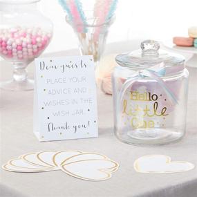 img 1 attached to 🎁 Iridescent Baby Shower Wish Jar with 50 Heart Shaped Cards Guest Book by Kate Aspen, Clear - One Size