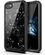 pbro case for ipod touch 7 case/ipod touch 6 case/ipod touch 5 case cute universe case dual layer hybrid anti-slip sturdy case rugged shockproof case for apple ipod touch 7th/6th/5th generation-black logo