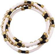 set of 1-5 women's gold/silver stackable elastic stainless steel beaded bracelets, featuring gold-plated bead ball bracelet logo