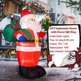 img 3 attached to 🎅 8 FT Sunnyglade Christmas Inflatable Santa Claus with Green Gift Bag - LED Lights, Perfect Yard Decoration for Christmas Holiday!