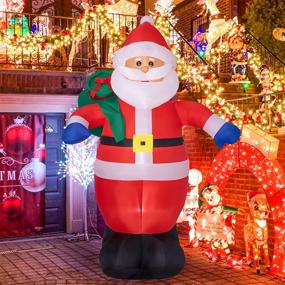 img 4 attached to 🎅 8 FT Sunnyglade Christmas Inflatable Santa Claus with Green Gift Bag - LED Lights, Perfect Yard Decoration for Christmas Holiday!