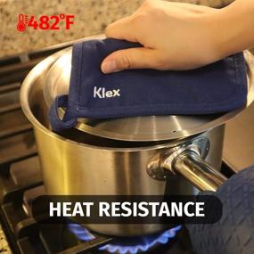 img 1 attached to Durable Cotton Potholders Set - KLEX 4pcs, Heat Resistant (330gsm) for Cooking, Baking, and Grilling - Black, 6.7inches