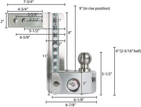 img 1 attached to 🚚 Weigh Safe WS8-2-SET: Съемное присоединение 8" с 2" приемником - Регулируемое алюминиевое крепление с шкалой, набор ключей - Грузоподъемность до 12,500 фунтов (5,670 кг) - Включает 2 нержавеющих стальных шара, кронштейн для приемника, замок цепи, замок скобки.