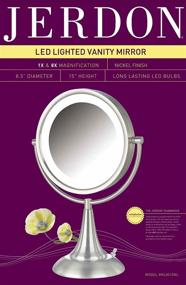 img 1 attached to 💡 Jerdon HL8510NL: 8.5-Inch LED Lighted Vanity Mirror with 8x Magnification and Swivel Feature - Nickel Finish