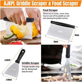 img 1 attached to 🔥 AJKPL Griddle Accessories Kit – Ultimate Flat Top Grill Tools with Long Spatula, Bench Scraper, Meat Fork, Tongs, Bottle, and Egg Ring for Blackstone, Camp Chef & Outdoor BBQ Enthusiasts