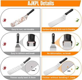 img 3 attached to 🔥 AJKPL Griddle Accessories Kit – Ultimate Flat Top Grill Tools with Long Spatula, Bench Scraper, Meat Fork, Tongs, Bottle, and Egg Ring for Blackstone, Camp Chef & Outdoor BBQ Enthusiasts