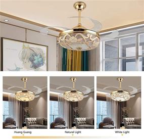 img 1 attached to Ceiling Fan Chandelier Lamp 42 Inch Retractable Gold Ceiling Fandelier: Lights, Remote, Silent Motor - Perfect for Living Room Kitchen 110V US STOCK