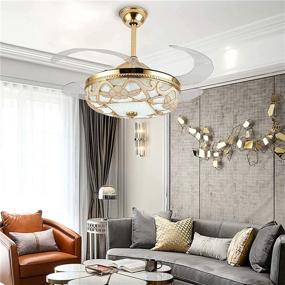 img 3 attached to Ceiling Fan Chandelier Lamp 42 Inch Retractable Gold Ceiling Fandelier: Lights, Remote, Silent Motor - Perfect for Living Room Kitchen 110V US STOCK