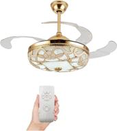 ceiling fan chandelier lamp 42 inch retractable gold ceiling fandelier: lights, remote, silent motor - perfect for living room kitchen 110v us stock логотип