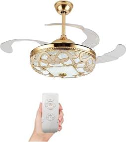 img 4 attached to Ceiling Fan Chandelier Lamp 42 Inch Retractable Gold Ceiling Fandelier: Lights, Remote, Silent Motor - Perfect for Living Room Kitchen 110V US STOCK