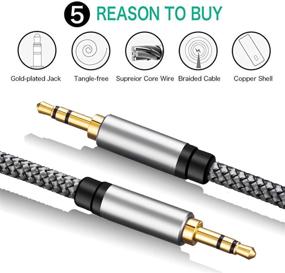 img 3 attached to 🎧 Aux Cable 15Ft, Tan QY 3.5mm Male to Male Auxiliary Audio Stereo Cord for Car, Headphones, iPods, iPhones, iPads, Tablets, Laptops, Android Smart Phones & More (15Ft/5M, Silver)