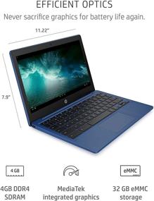 img 2 attached to HP Chromebook 11-inch Laptop, 2020 Model - MediaTek MT8183, 4GB RAM, 32GB Storage, Chrome OS - 11a-na0030nr (Indigo Blue)