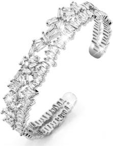 img 4 attached to 💎 RYTHUN Women's White Gold Plated Cubic Zirconia Crystal Tennis Bracelet - Elegant and Dazzling Jewelry Bangle