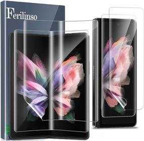 img 4 attached to 📱 Защитная пленка Ferilinso Samsung Galaxy Z Fold 3 5G TPU - 2 штуки | Разблокировка по отпечатку, дружественная к чехлам, без пузырей, HD, защита от царапин+