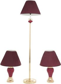 img 4 attached to 🏺 Ore International K-4101BD-31 Ceramic/Brass Table and Floor Lamp Set, Burgundy, Pack of 3