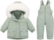 ❄️ jeleuon baby girls winter snowsuit with hooded fur trim puffer down jacket and ski bib pants set logo