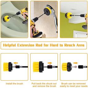 img 1 attached to Ultimate Drill Brush Attachment Set: 6-Piece Power Scrubber Electric Drill Cleaning Brushes for Effortless Bathroom and Kitchen Cleaning, Includes Free Microfiber Towel and Extended Pole