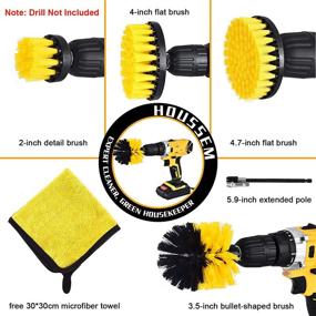 img 3 attached to Ultimate Drill Brush Attachment Set: 6-Piece Power Scrubber Electric Drill Cleaning Brushes for Effortless Bathroom and Kitchen Cleaning, Includes Free Microfiber Towel and Extended Pole