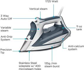 img 2 attached to 🔥 Rowenta DW5280 Professional Steam Iron - 1725 Watts, Stainless Steel Soleplate, Blue