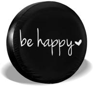 kiuloam be happy spare tire cover polyester universal sunscreen waterproof wheel covers for jeep trailer rv suv truck and many vehicles (14&#34 logo