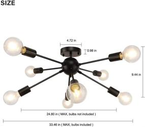 img 3 attached to 💡 Modern Industrial Black Ceiling Light: LynPon Semi Flush Mount Sputnik Chandeliers - 8 Lights Fixture for Kitchen, Dining and Living Room, Bedroom, Hallway Lighting