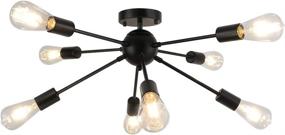 img 1 attached to 💡 Modern Industrial Black Ceiling Light: LynPon Semi Flush Mount Sputnik Chandeliers - 8 Lights Fixture for Kitchen, Dining and Living Room, Bedroom, Hallway Lighting