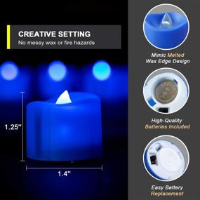 img 2 attached to 🕯️ Homemory LED Tea Lights Candles: 24 Navy Blue Flickering Flameless Candles with Blue Base and Batteries Included