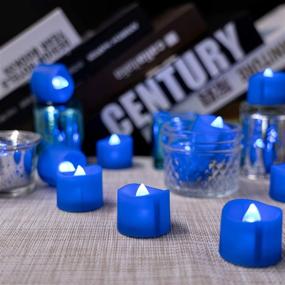 img 3 attached to 🕯️ Homemory LED Tea Lights Candles: 24 Navy Blue Flickering Flameless Candles with Blue Base and Batteries Included