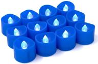 🕯️ homemory led tea lights candles: 24 navy blue flickering flameless candles with blue base and batteries included логотип