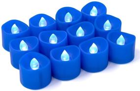 img 4 attached to 🕯️ Homemory LED Tea Lights Candles: 24 Navy Blue Flickering Flameless Candles with Blue Base and Batteries Included