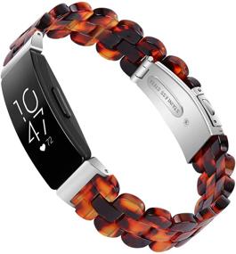 img 3 attached to 📿 Joyozy Inspire 2 Stylish Oval Resin Bands for Fitbit Inspire/Inspire 2/Inspire Hr/Ace 2 - Women's Tortoise Stone Wristbands with Stainless Steel Buckle