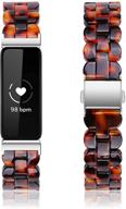 📿 joyozy inspire 2 stylish oval resin bands for fitbit inspire/inspire 2/inspire hr/ace 2 - women's tortoise stone wristbands with stainless steel buckle logo