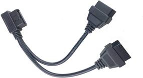 img 4 attached to 🔌 1ft Right Angle OBD2 Splitter Y Cable Male to 2 Female Extension Cable - 30cm/12 Inches (1 Male to 2 Female) 24AWG