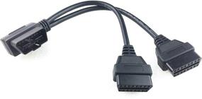 img 2 attached to 🔌 1ft Right Angle OBD2 Splitter Y Cable Male to 2 Female Extension Cable - 30cm/12 Inches (1 Male to 2 Female) 24AWG