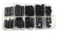 hvazi 280pcs m2.5 female-female black nylon hex spacers standoffs screws nuts assortment kit логотип