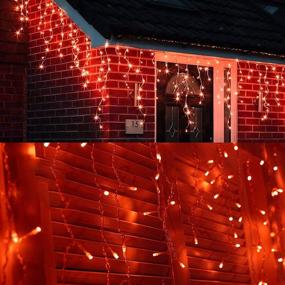 img 3 attached to 🎃 Waterglide Outdoor Halloween Icicle Lights - 29.5ft 8 Modes Curtain Fairy Lights, 60 Drops Dripping Ice Cycle Light, Perfect for Hanging Xmas, Holiday, Wedding, Party Decorations - Orange